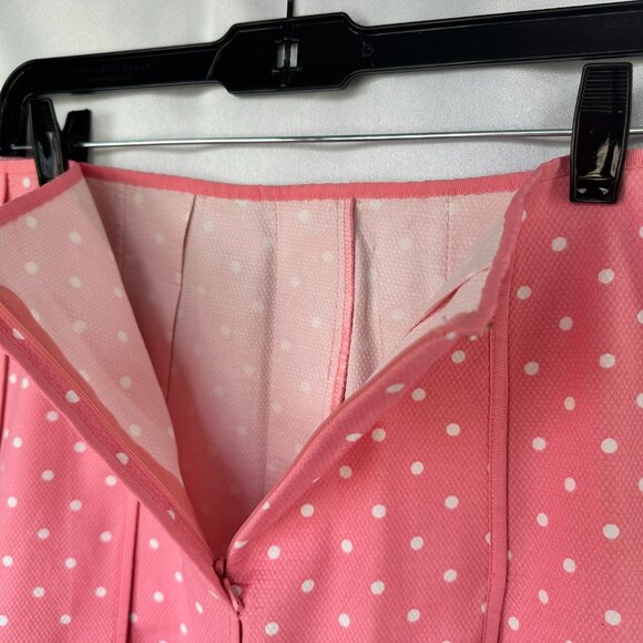 Ann Taylor LOFT, Polka Dot, Pleated, A-line, Coral-Pink Skirt, Women's Size 14 - Picture 4 of 6